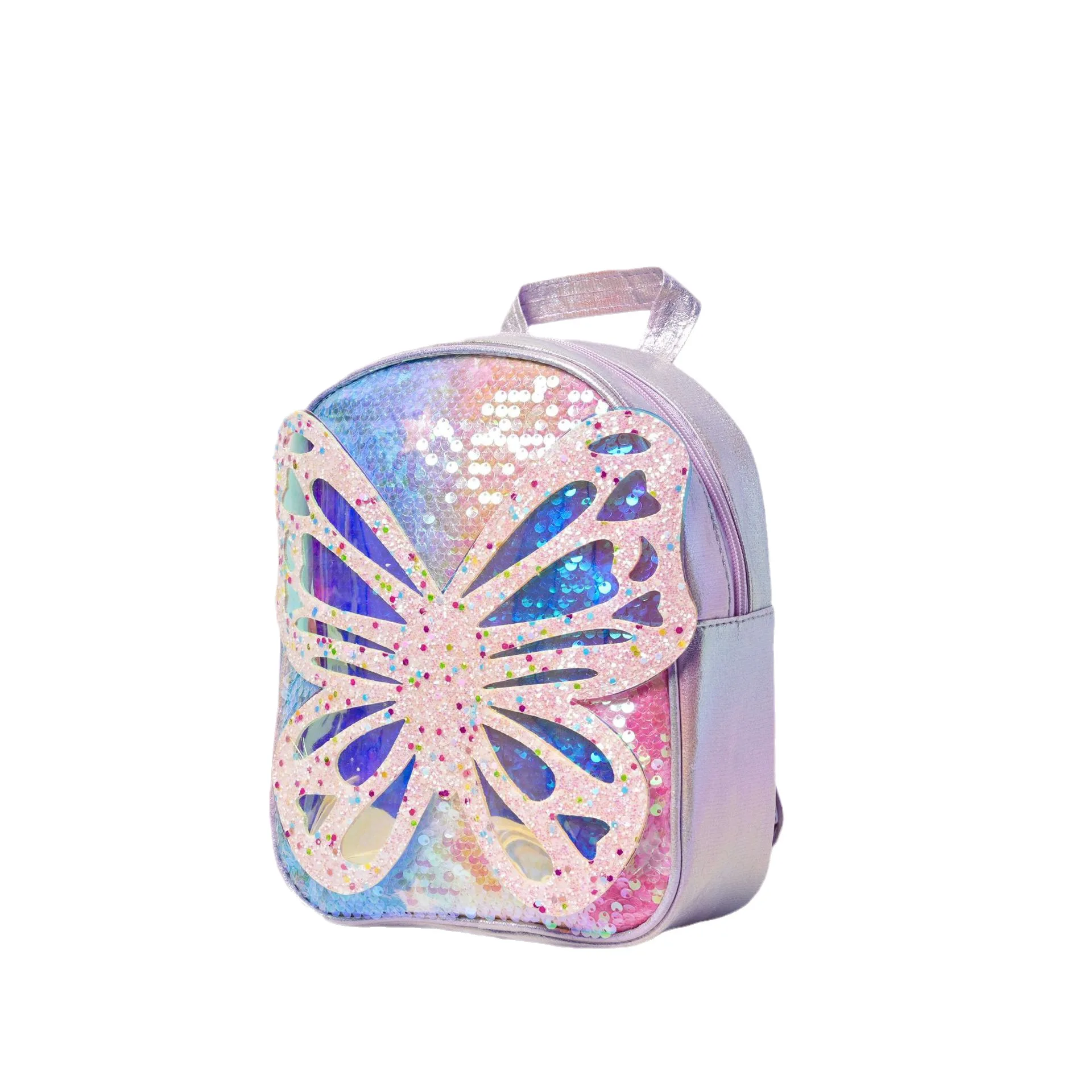 Fashion Sequins Children Trend Shoulder Bag Korean Version  Girl Princess Butterfly Wings Dazzle Colour Kindergarten Schoolbag