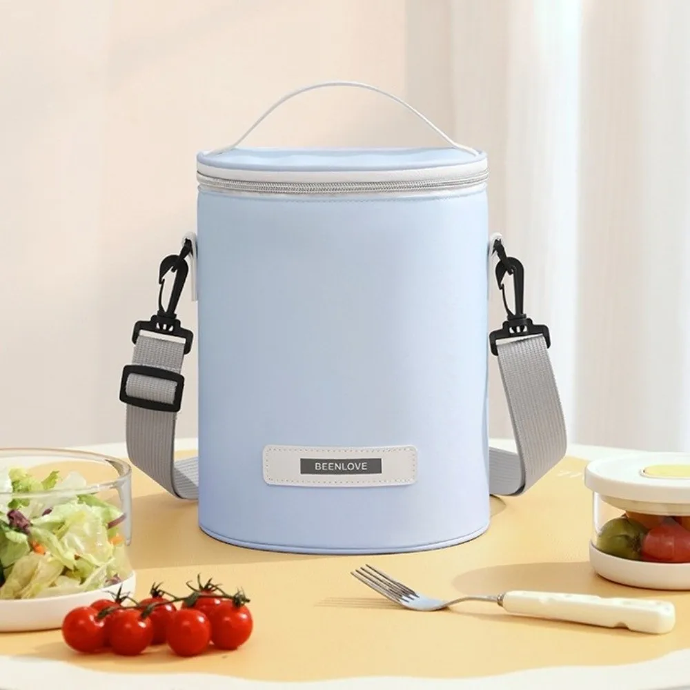 with Thickened Aluminum Foil Cylinder Lunch Bag Waterproof Handheld Office Lunch Tote Insulated Large Capacity