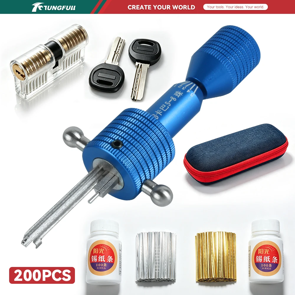 Complete Locksmith Quick Opening Tool Kit Transparent Practice Lock Cylinder & Storage Bag Professional Lock Repair Hand Tools