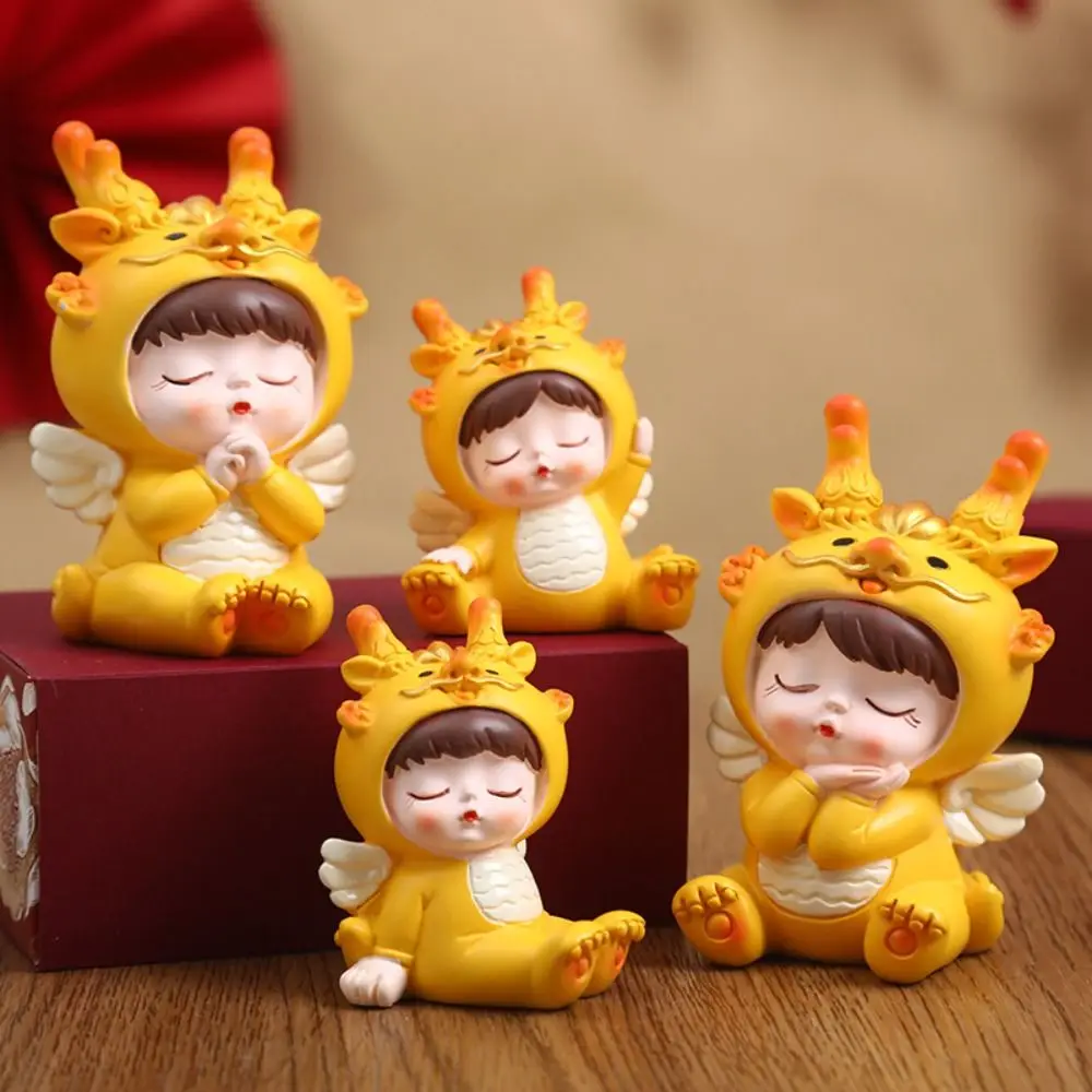 Resin Dragon Baby Ornament Creative Cartoon Chinese Zodiac Dragon Statue Cute Delicate Dragon Figurine Chinese New Year