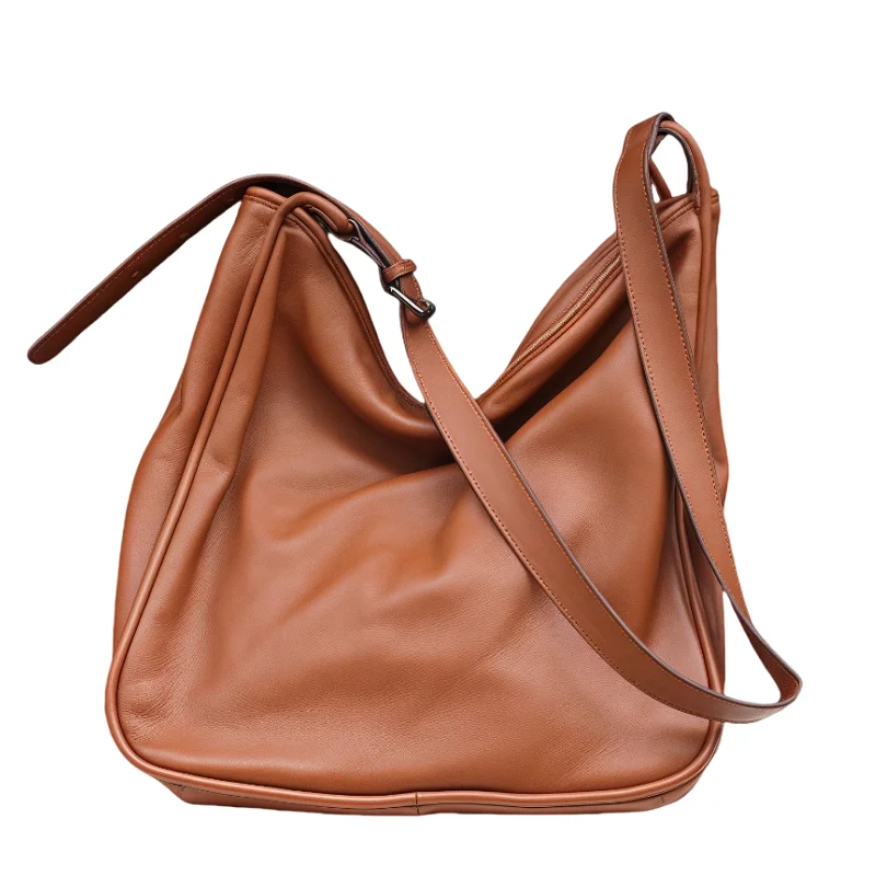 

Roomy Genuine Leather Tote Bag for Women Soft Casual Shoulder Crossbody Bag With Commuter Travel Work Shopper Stylish Handbag