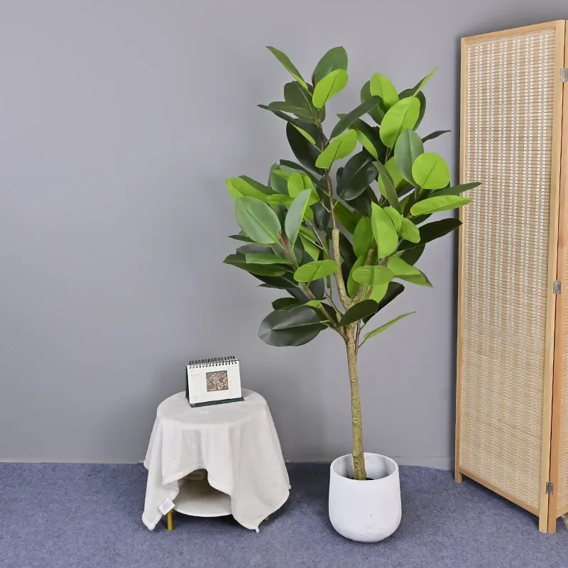 Artificial Rubber Tree Large Leaf Fir Fake Fortune Tree for Home Decoration Soft Landscaping Model Room Mall Window Display