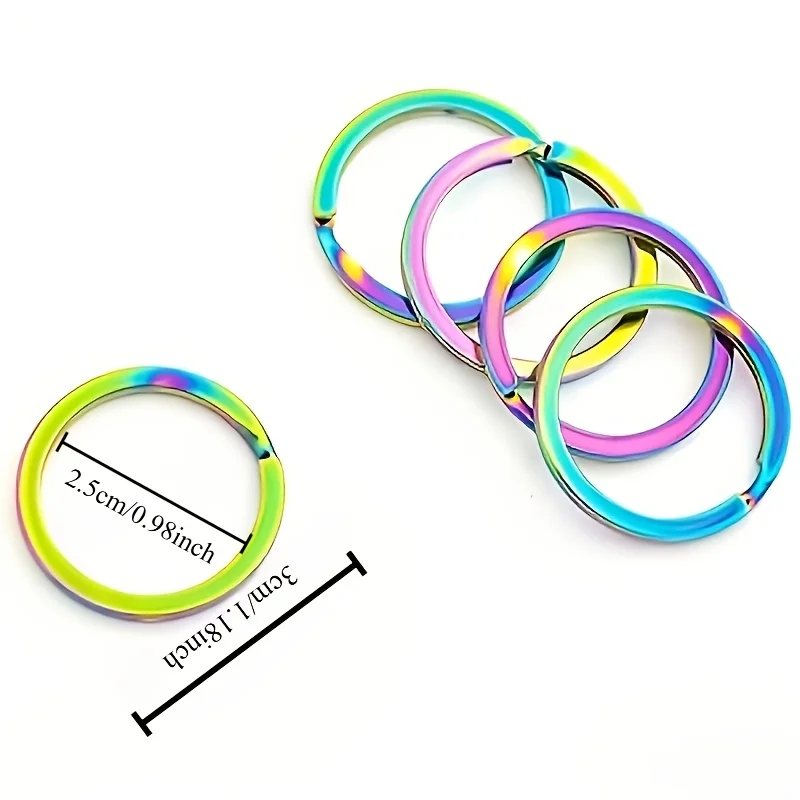 Rainbow Key Rings 5Pcs, Aluminum Alloy Flat Key Chains, Portable Key Holders,Practical Accessories for Men, Daily & Festival Use