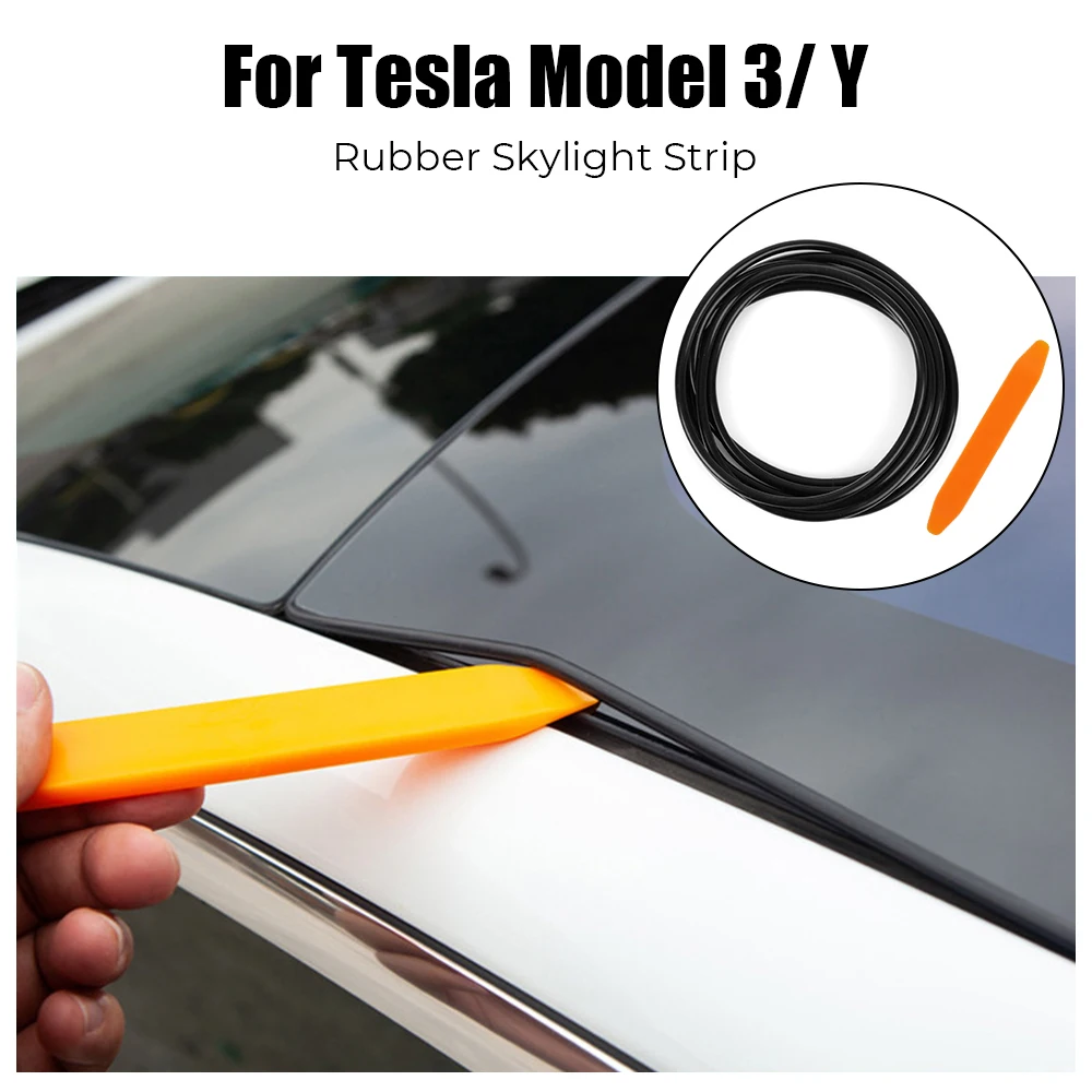 3/5m Rubber Strips For Tesla Model 3 Y Skylight Insulator Sunroof Seal Wind Guards Anti-Dust Waterproof Stickers Car Accessories