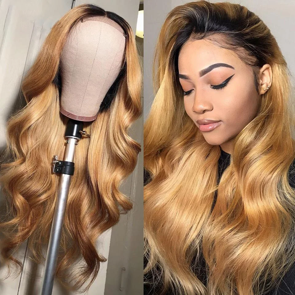 

Ombre Blonde 26inch 180Density 5x5 Silk Base Body Wave Preplucked Jewish Human With BabyHair HDLace Wig European Hair Glueless