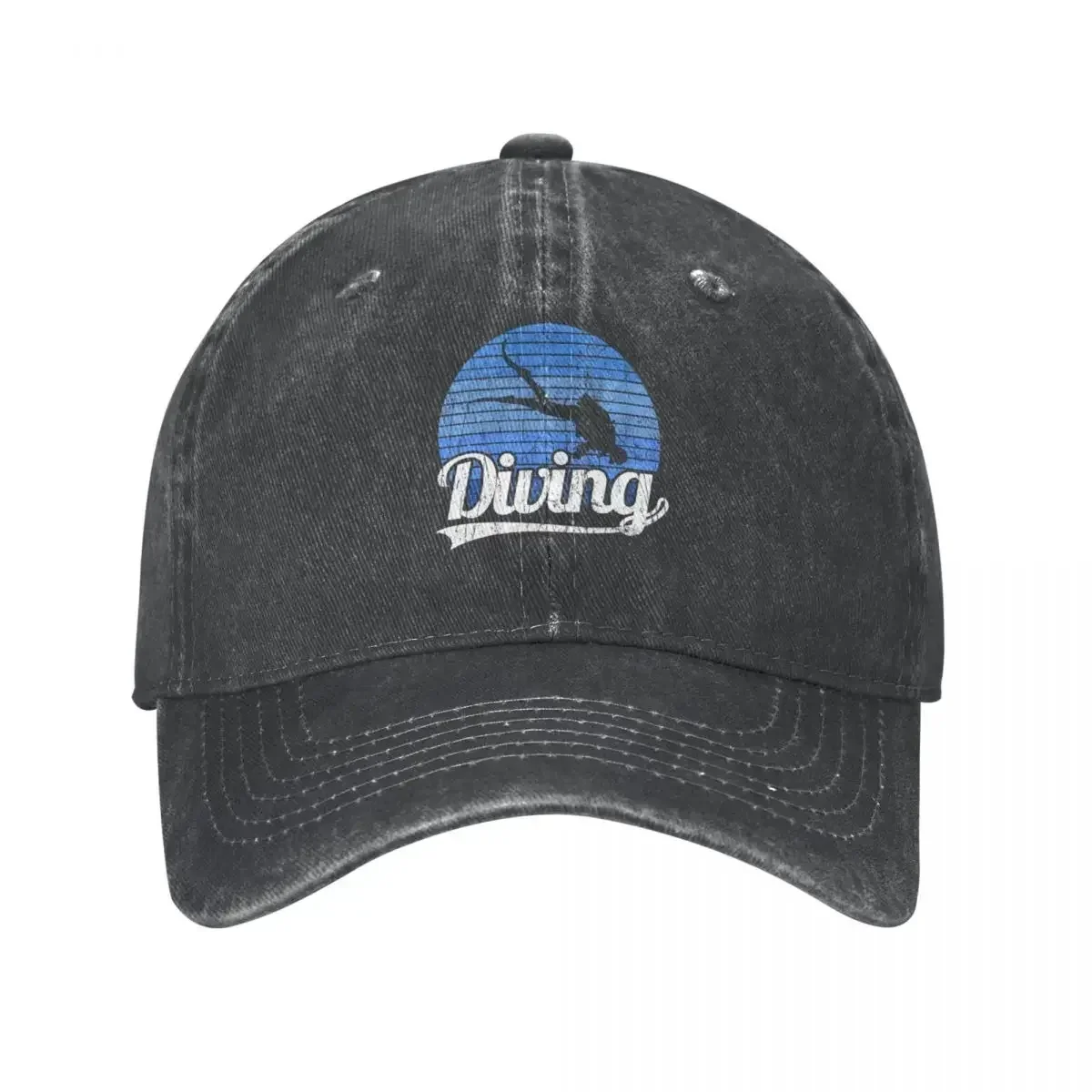New Fashion Freediving Freedive Retro Diving Scuba Dive Diver Baseball Caps Unisex Style Distressed Denim Sun Cap Workouts Caps