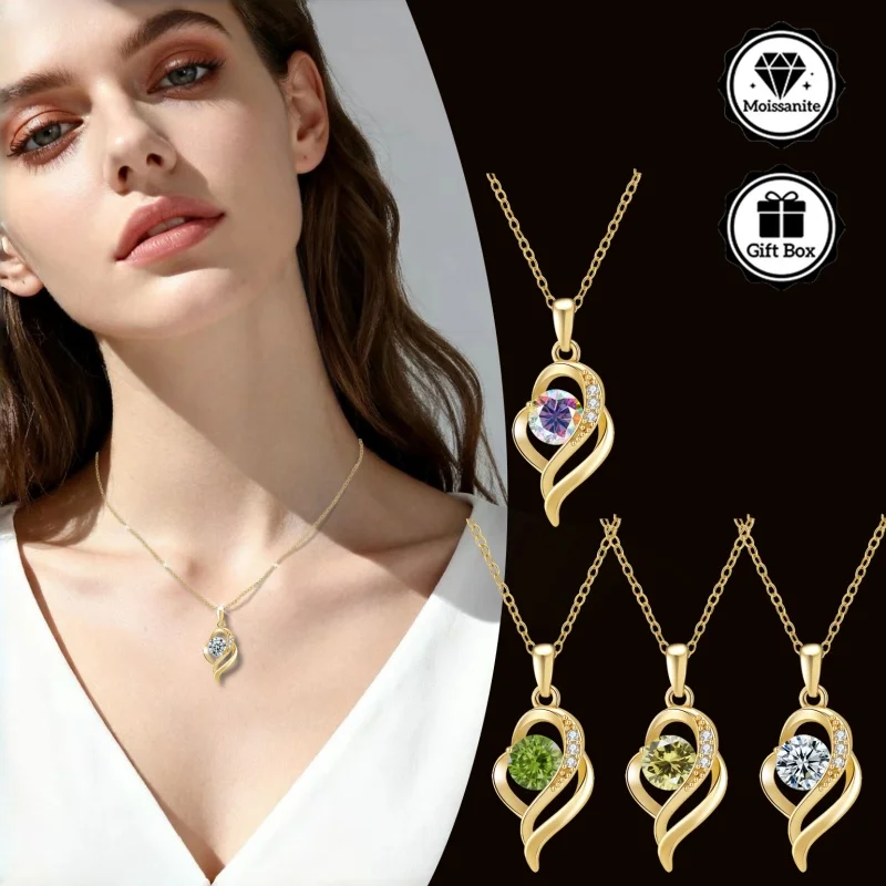 LAMVOICE / Schmuck für Frauen Hochwertiger Schmuck Hypoallergene Halskette 1 Karat Moissanit-Halskette für Frauen Weihnachtsgeschenk