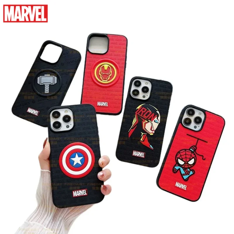 Marvel Spider-Man Iron Man Captain America three-dimensional silicone phone case suitable for iPhone15Promax 11 12 13mini 14pro