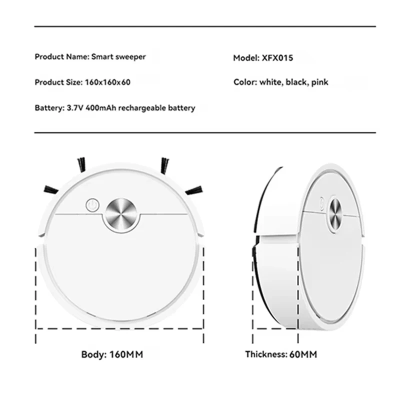 3-in-1 Automatic Smart Sweeping Robot Silent 4000Pa Suction Power Wireless Cleaner Great For Pet Hair Carpets Floors