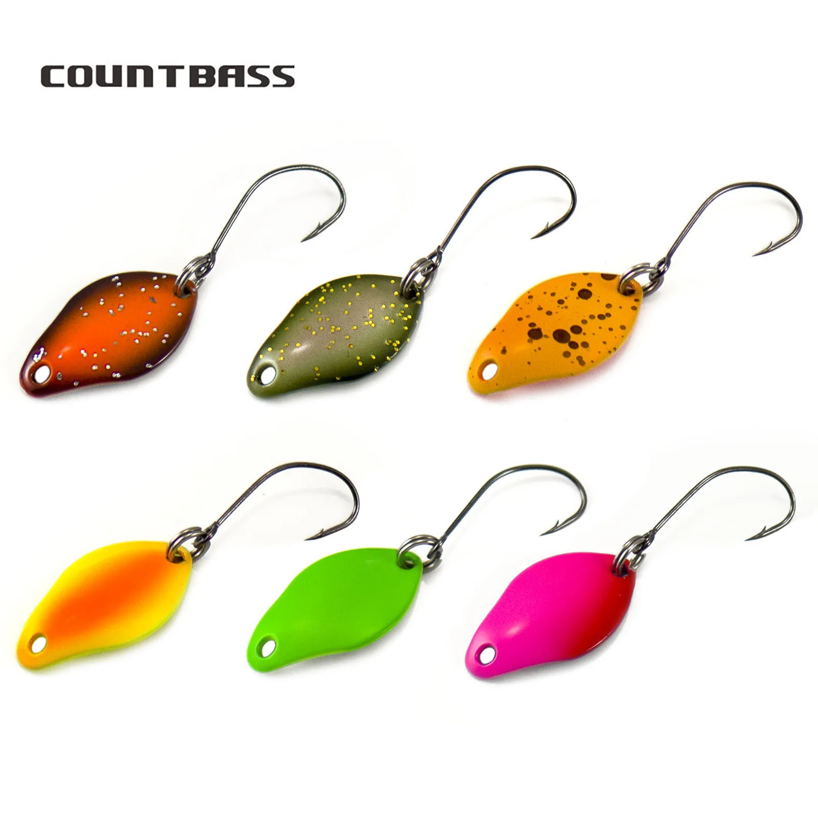 Countbass 6 PCS Casting Salmon Spoon Size 24.5x13.2mm, 2g  5/64oz  Trout Pike Bass Brass Fishing Lures Fish Bait