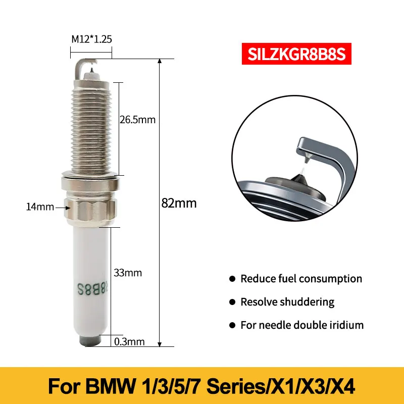 12120041666 Dual Iridium Spark Plugs 94201 SILZKGR8B8S BERU Z366 CH For New BMW Mini 1.5T/2.0T/3.0T B38/B48 engines