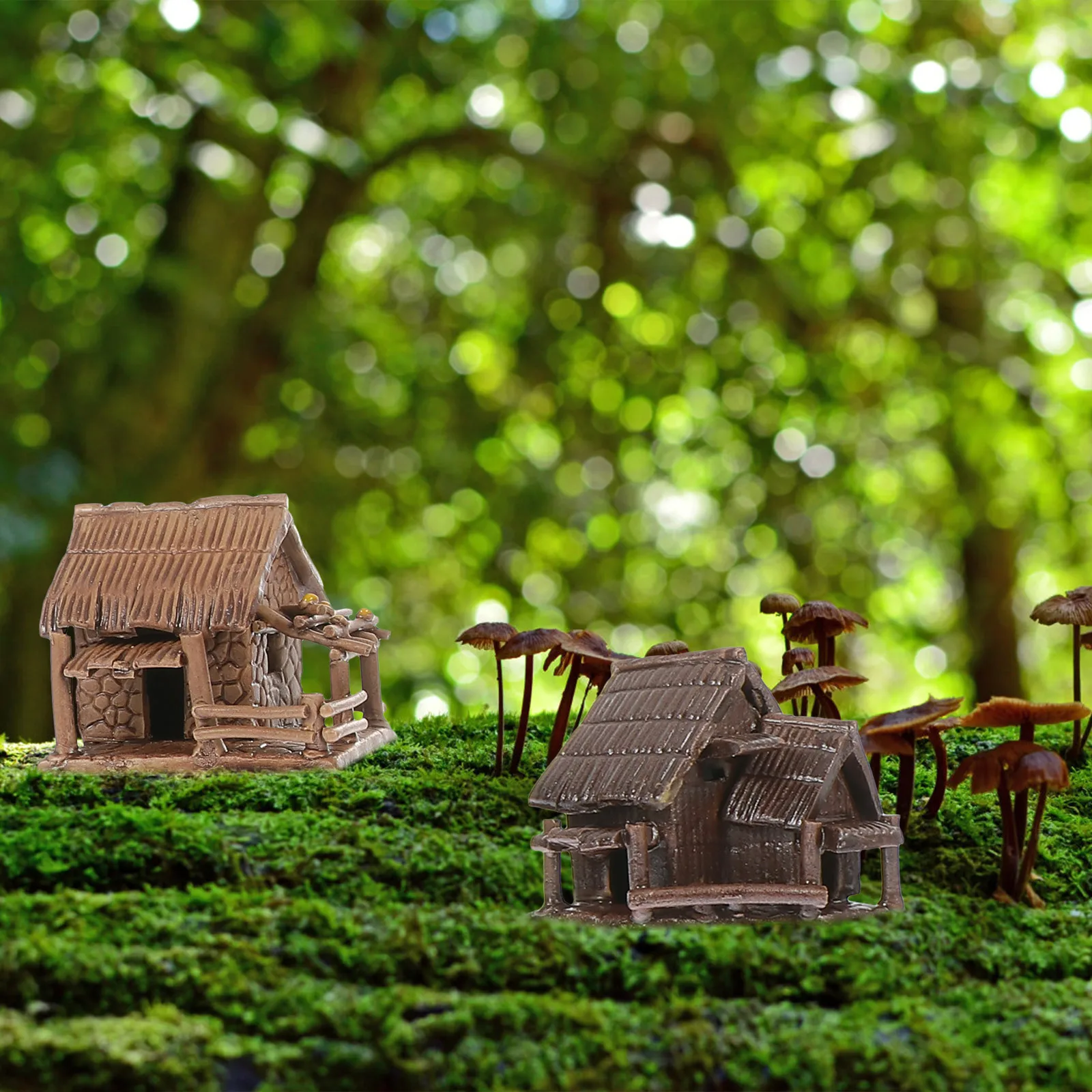 

4Pcs Mini Vintage Chinese House Stone Bonsai Landscape Ornament Small Cottage Decor Micro Succulents Pot Decoration