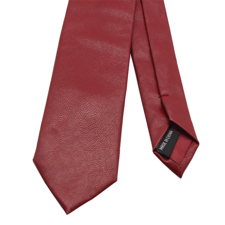 Smooth solid color women's bar performance accessories men's business 5.5cm narrow PU leather tie