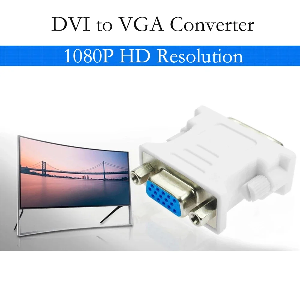 1080P DVI to VGA DVI-I 24+5 Pin Male to Female Video Converter Adapter for PC laptop for Graphics Cards Computer HDMI Monitor