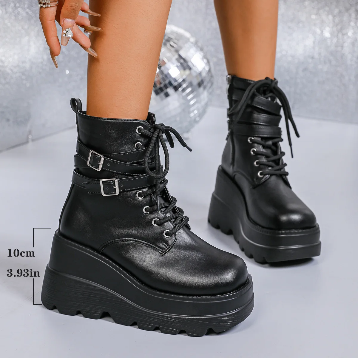 

Ankle Boots for Women Wedges Platform Fashion High Heels Shoes Designer 2025 Trend Winter New Sneakers Lace Up Snow Botas Mujer