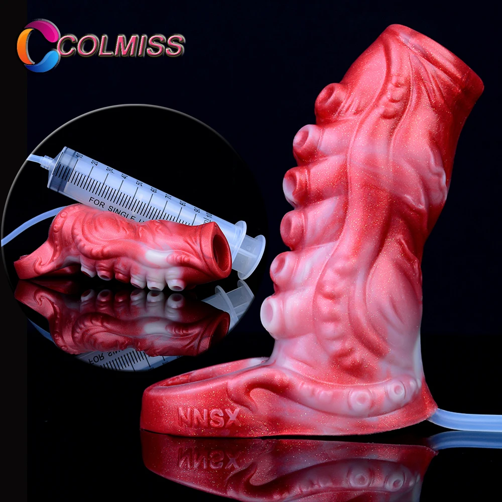 

COLMISS Reusable Squirting Penis Sleeve Male Delay Ejaculation Cock Sheath Hollow Dildo Ejaculating Ring Dick Extender Sex Toys