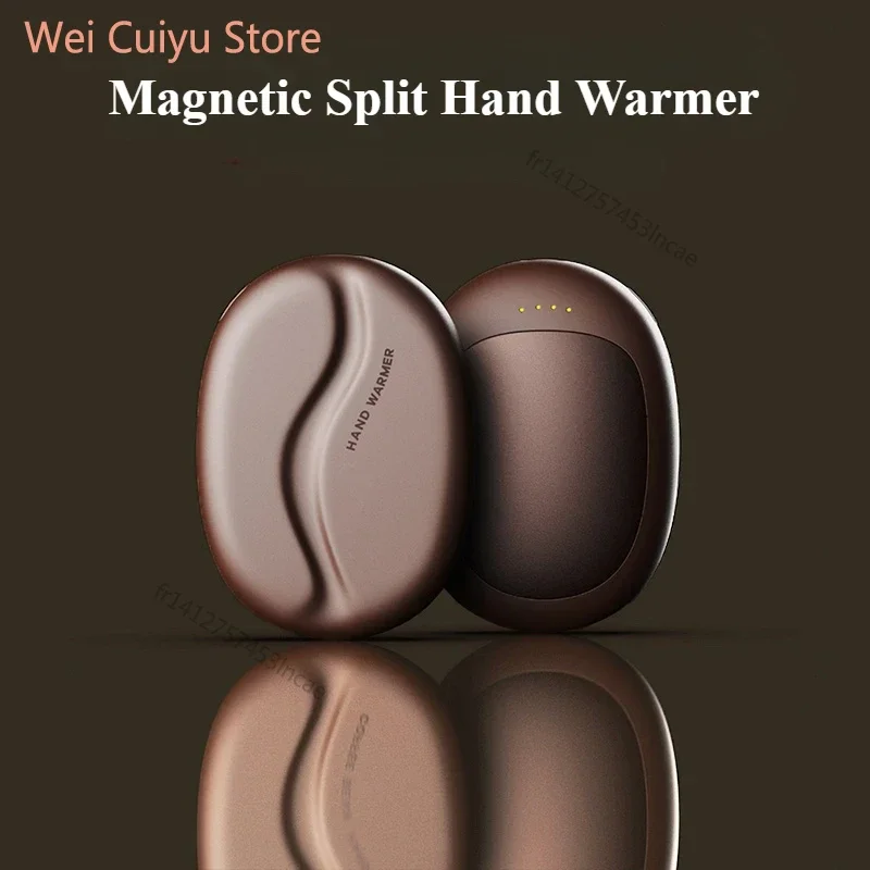 Chauffe-mains magnétique en forme de grain de café Eary, Mini chauffe-mains Portable Double face, Rechargeable, essentiel pour l'hiver