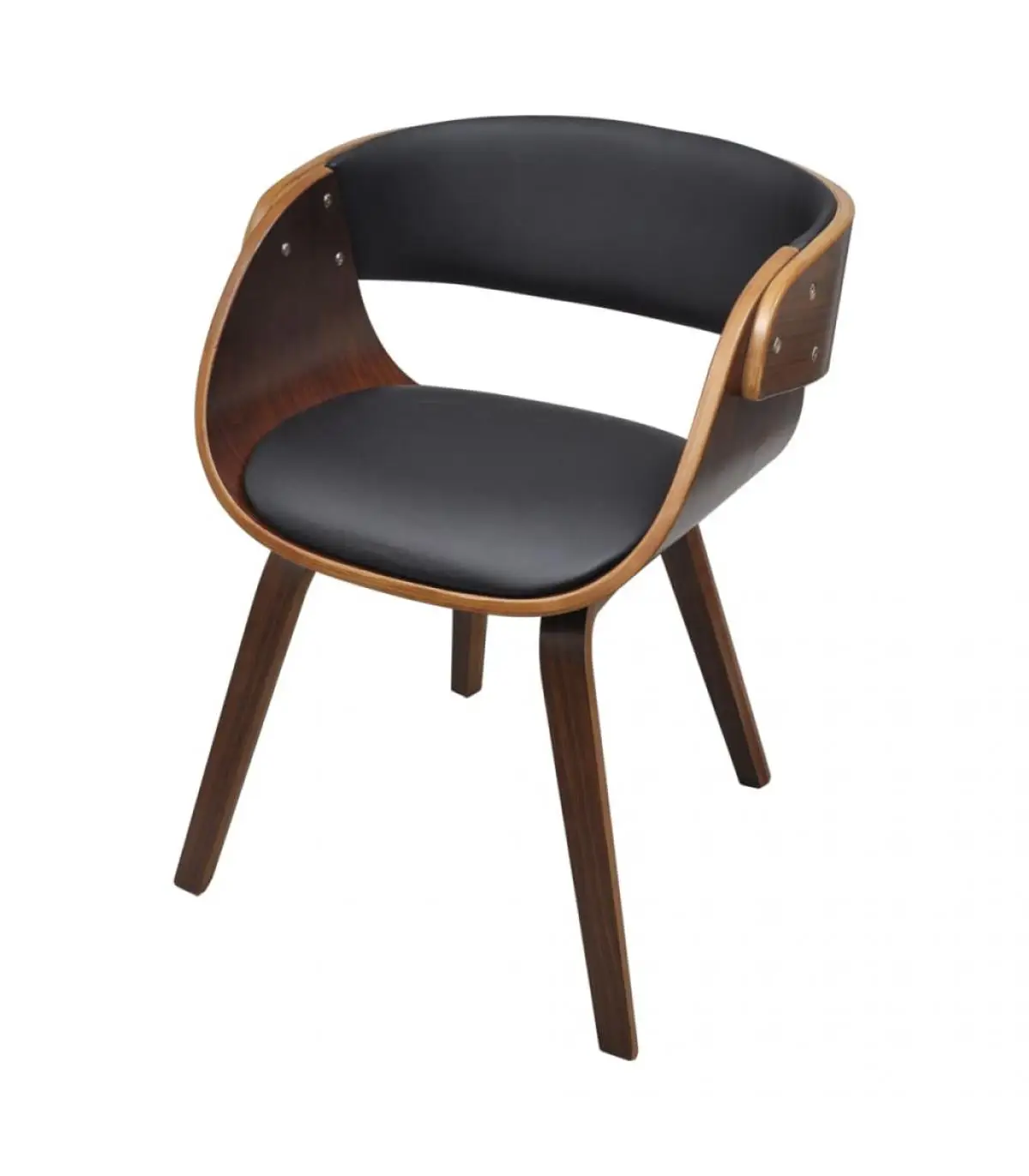 Dining chairs Wood and synthetic leather curved dining chair