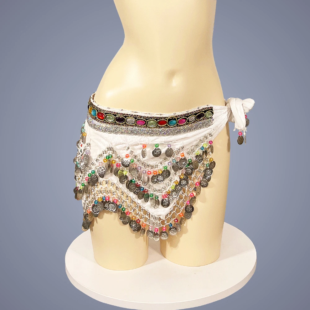 Wholesale Belly Dance Hip Scarf Coins Sequins Chain Dancing Hip Scarf Warp Belllydance Costume Belt For Womens Skirt Dancer Wear