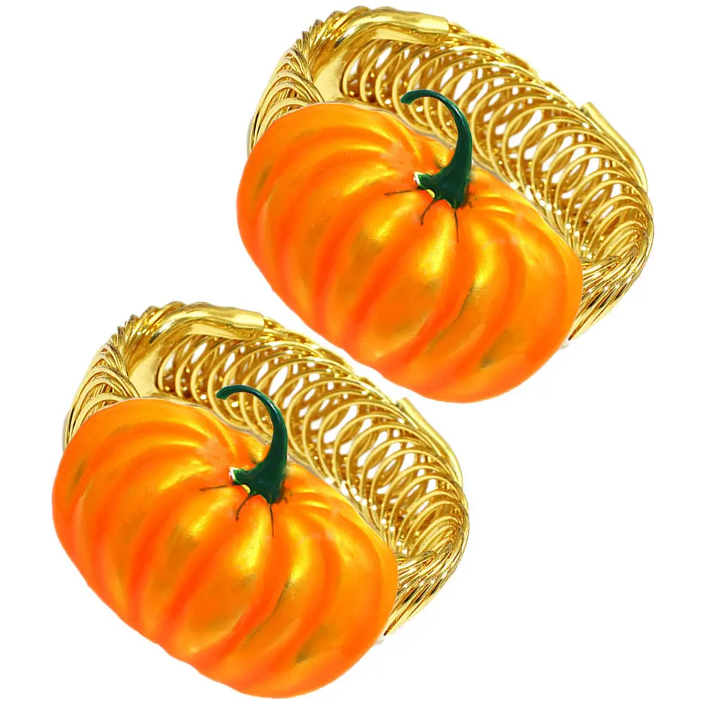 2Pcs Pumpkin Pattern Curtain Tiebacks Sturdy Metal Material Festive Decor Accessory Curtain Holders