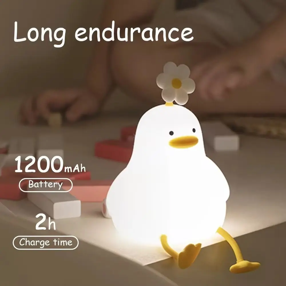 Touch Sensor LED Night Light Timing Function Rechargeable Battery Cartoon Animals Light USB Rechargeable Safe Material Duck Lamp