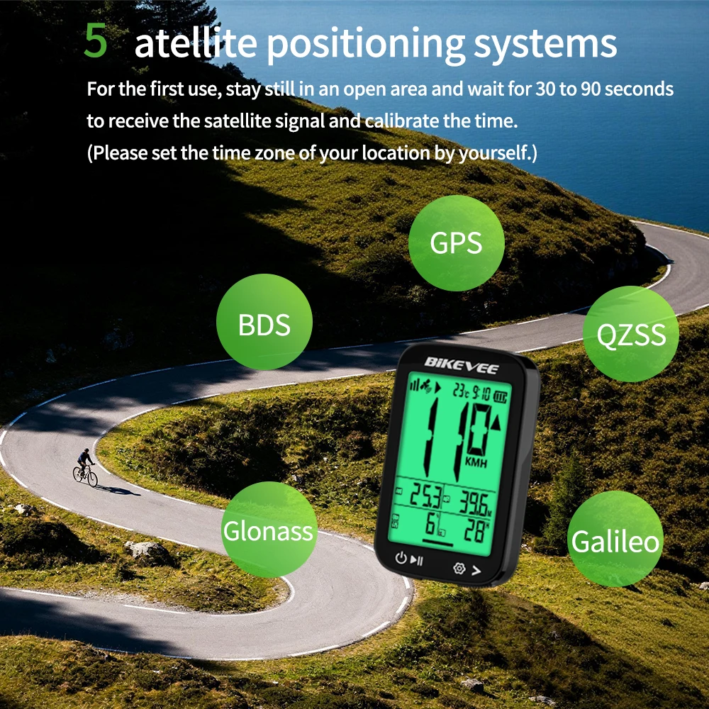 دراجة الكمبيوتر مقاوم للماء اللاسلكية GPS ركوب عداد السرعة عداد المسافات ساعة توقيت LCD الخلفية عرض مع حامل دراجة الملحقات #3