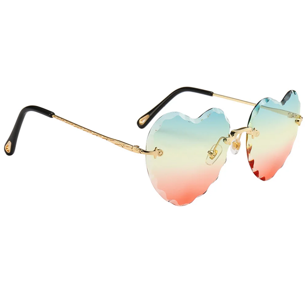 

Heart Shaped Sunglasses Rimless Anti UV Fashion Party Props Lightweight Durable Stylish Accessories For Women Men Retro