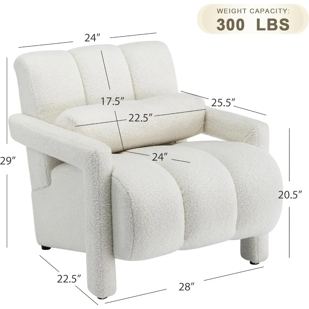 Hot Sales Lambswool Accent Chair, Modern Upholstered Sherpa Accent Chair, Comfy Teddy Single Armchair With Pillow For Creating A