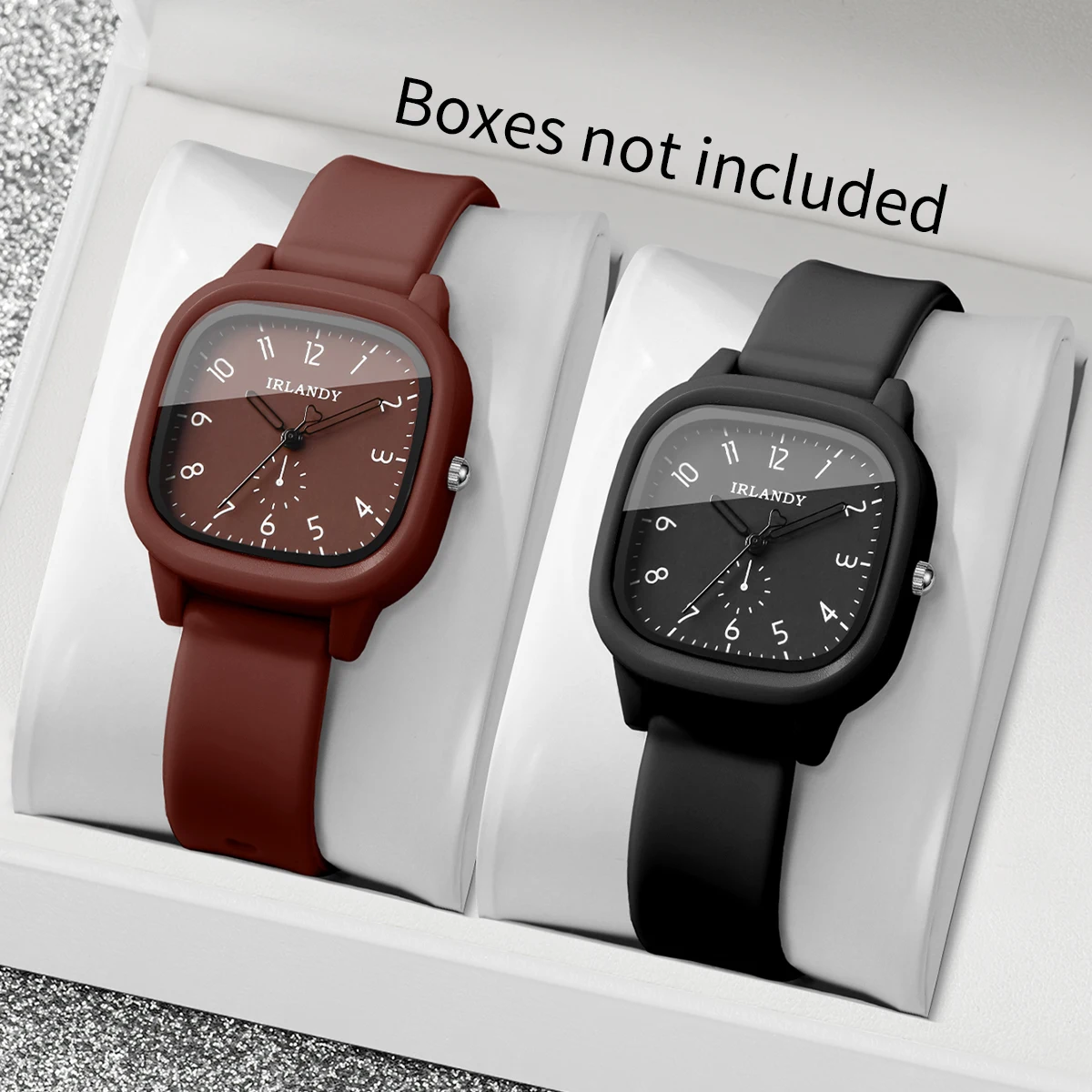 2PCS Fashion Square Arabic Dial Women Watches Set Casual Silicone Strap Quartz Wristwatch Reloj Mujer Girls Clock (Without Box)