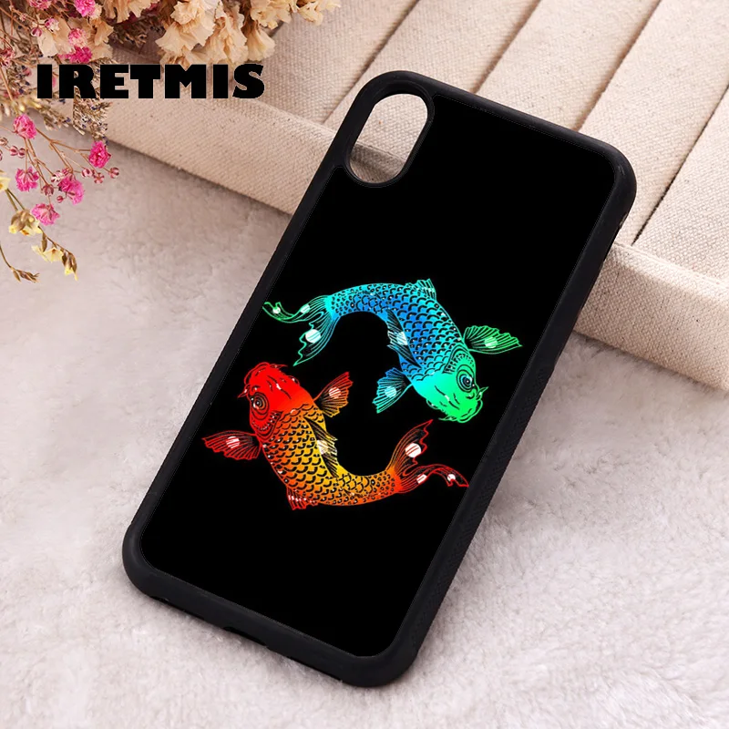 Iretmis 5 5S SE 2020 Phone Cover Case for iPhone 6 6S 7 8 Plus X Xs XR 11 12 13 MINI 14 Pro Max Silicone Koi Fish Yin Yang Art