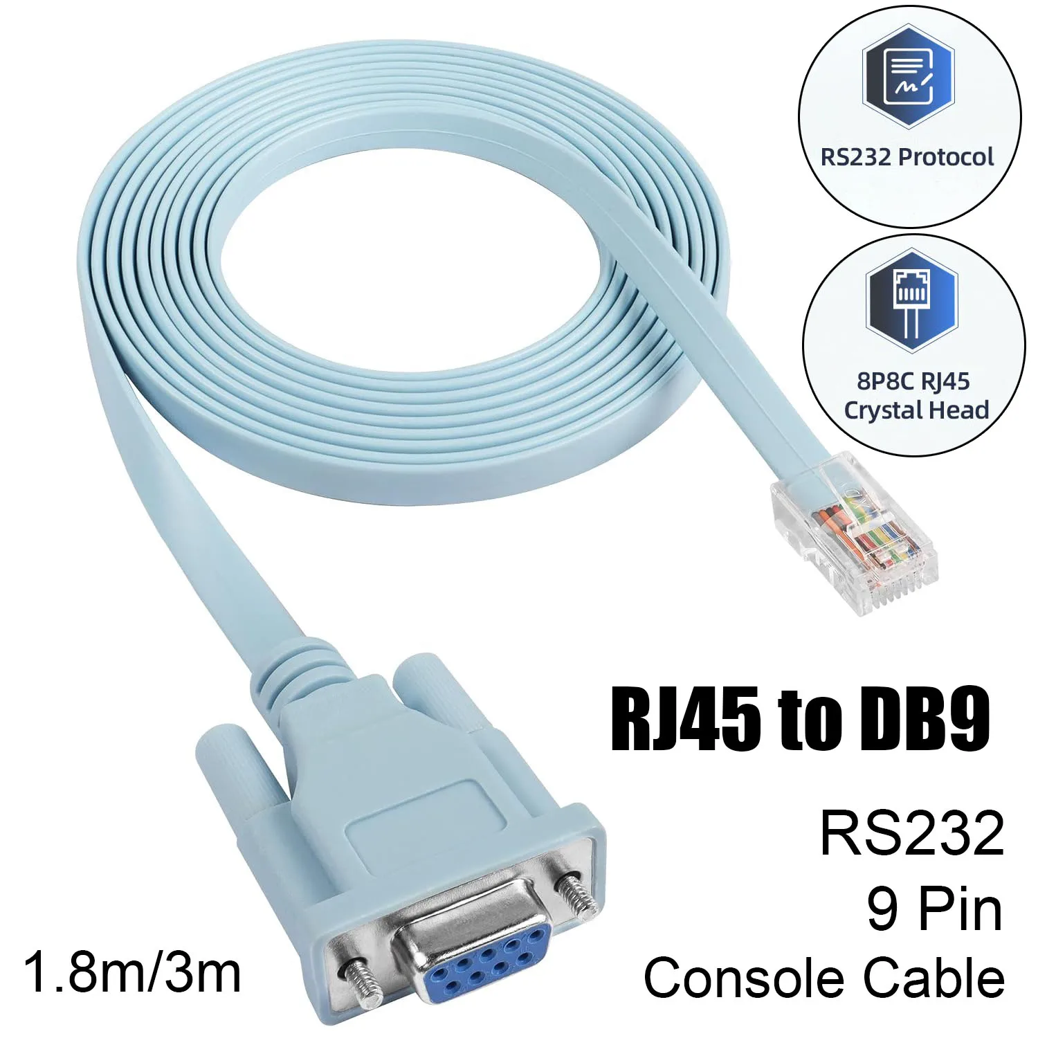 Replacement RJ45 to RS232 Cable DB9 9pin Serial Port Female to RJ45 Male Cat5 Ethernet LAN Console Cable For Cisco Router Switch