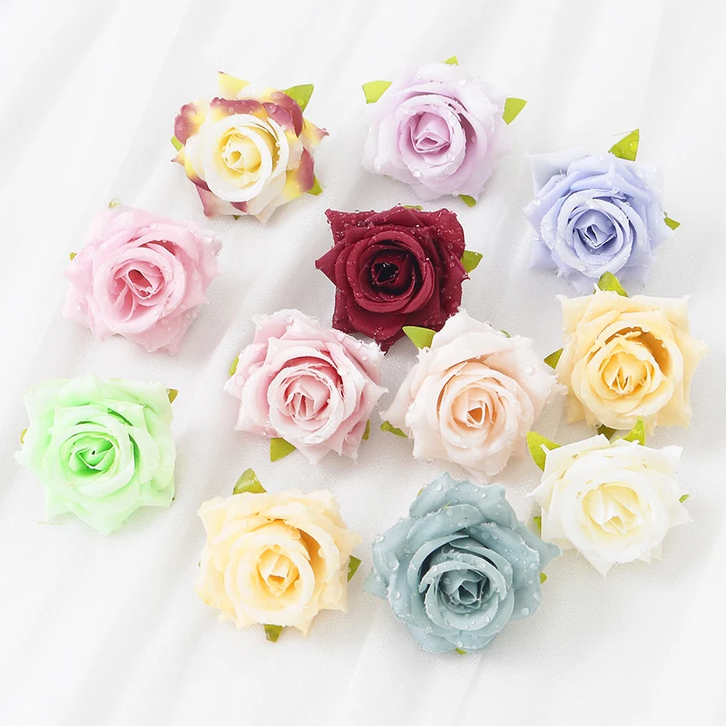 3/5/10Pcs 5cm Silk Roses Flowers Wall Bathroom Accessories Christmas Decoration for Home Wedding Party Fake Flowers Bride Brooch