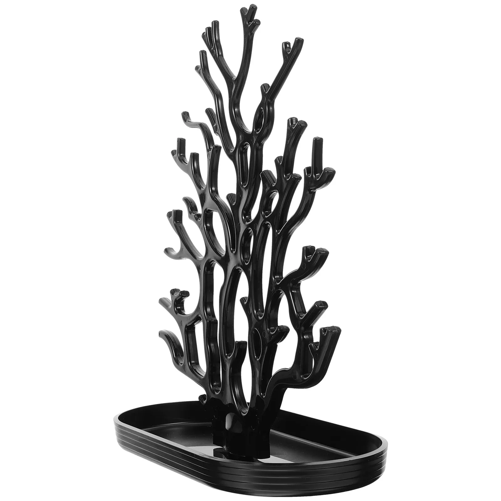 

Coral Shape Black Plastic Jewelry Display Stand Organizer for Rings Earrings Necklaces Jewelry Stand Tree Earring Holder