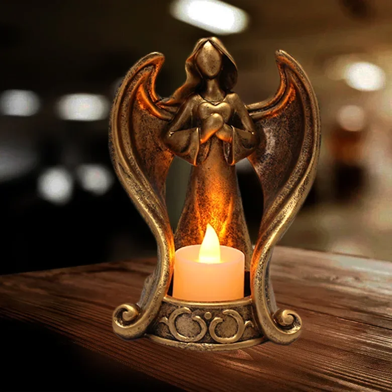 Homde Table Decoration Tools Angel Candlestick Party Lights Commemorate Angels Condolences Candles Angel Figurines Candle Holder