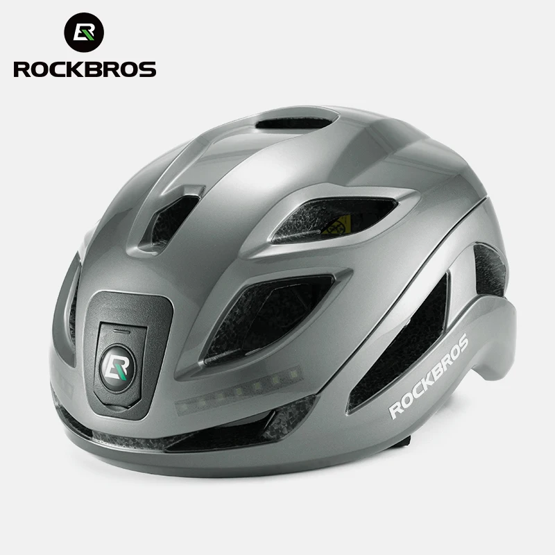 ROCKBROS Bicycle Light Helmet Streamline Ultralight Electric Type-C Charging Bike Safety Helmet Men Cycling MTB Road Bike Helmet