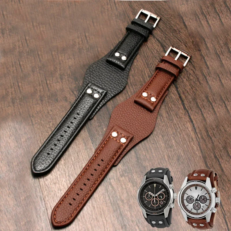 

Genuine Leather Watchband 22mm strap With mat for fossil CH2891 CH3051 CH2564 CH2565 watch band handmade mens leather bracelet