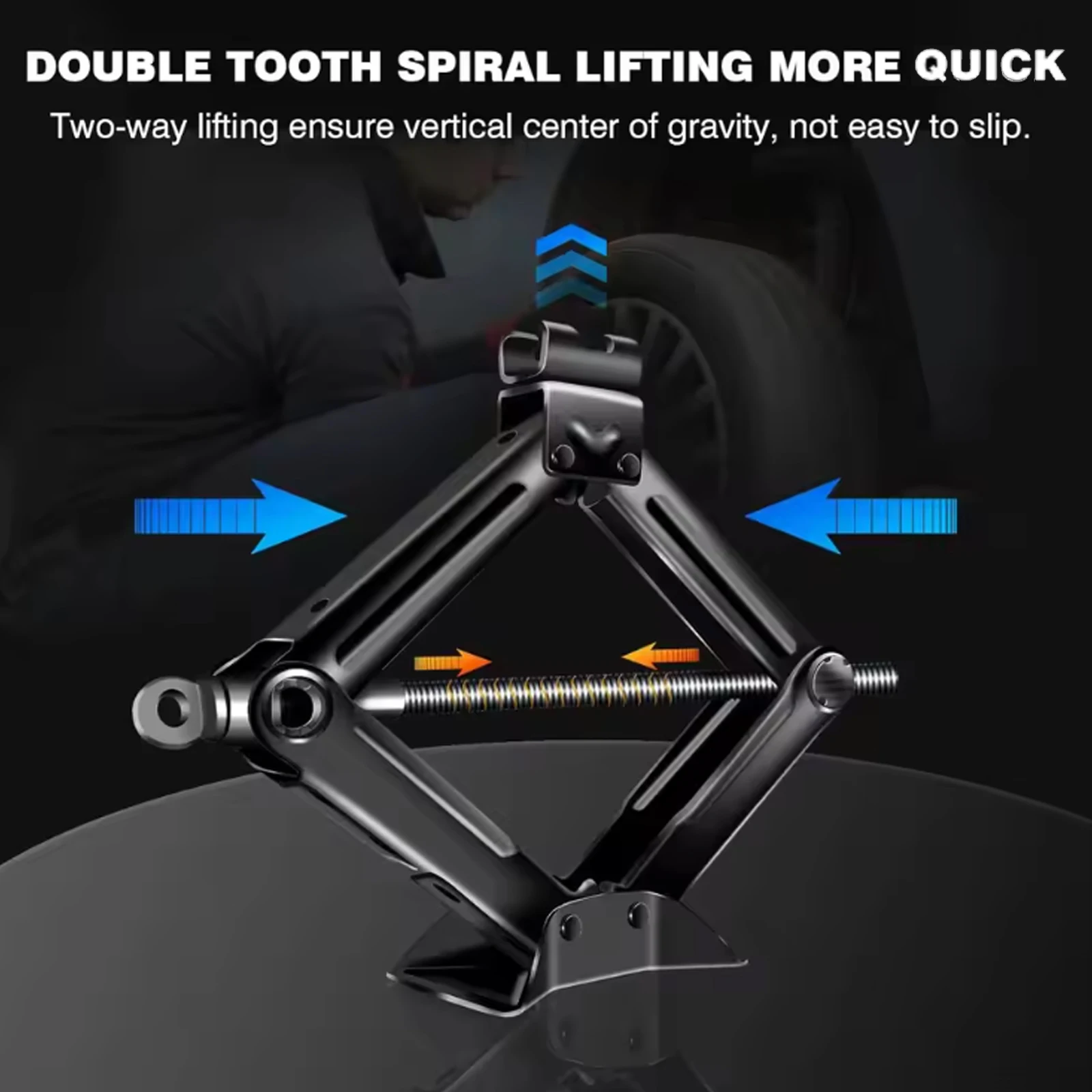 2 Ton (4409 lbs) Scissor Jack with Speed Handle – Heavy Duty Steel Tire Jack, 3.3″ to 15.2″ Lifting Range, Portable Emergency Car Kit for Tire Changing & Repair view 4