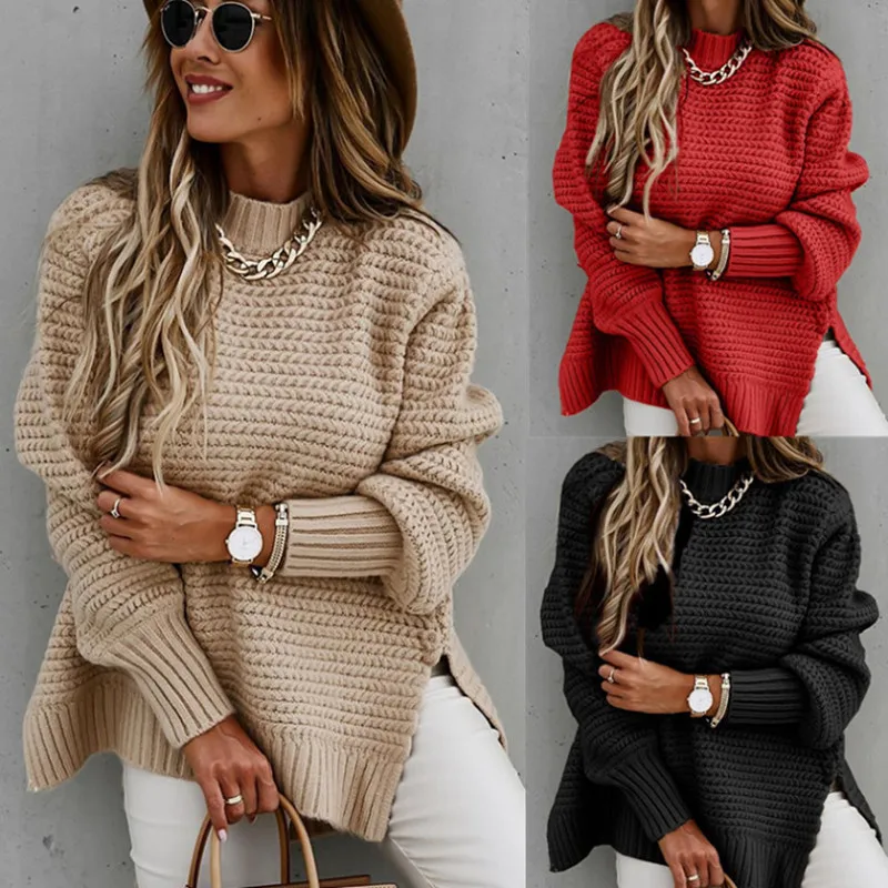 

Autumn and Winter New Women's Wear Relaxed Lazy Style Long Sleeve Pullover Knitted Sweater Women