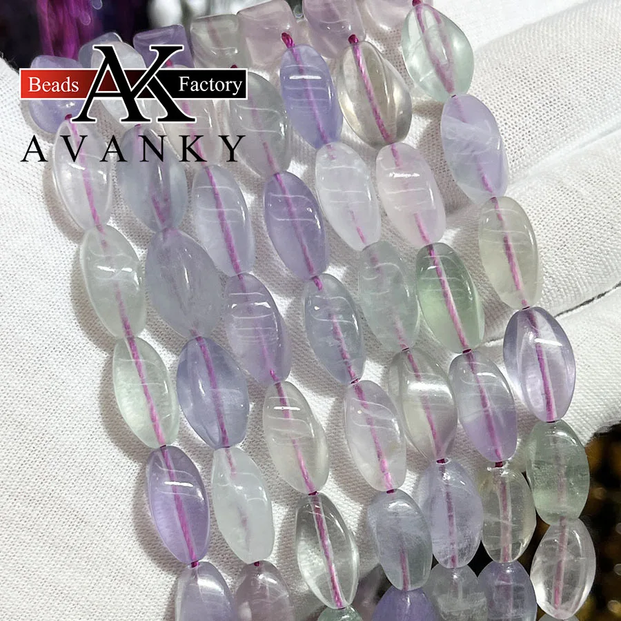 

8x16mm Natural Crystal Color Fluorite Stone Twist Shape Beads Faceted Jewelry Making DIY Necklace Bracelet Accessory 15''