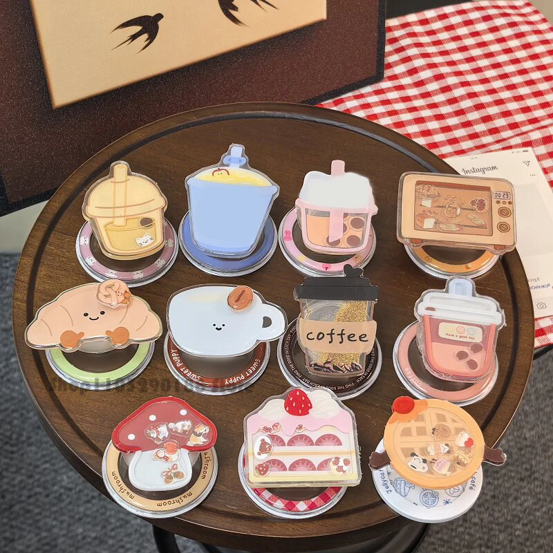 

Korean Cute Cartoon Food Shake Magnetic Holder Grip Tok Griptok Phone Stand Holder Support For iPhone For Pad Magsafe Smart Tok