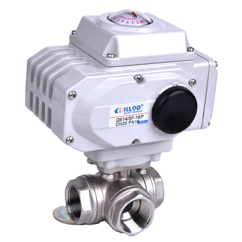 Q614 5F series T or L type electric actuated stainless steel 3 way ball valve