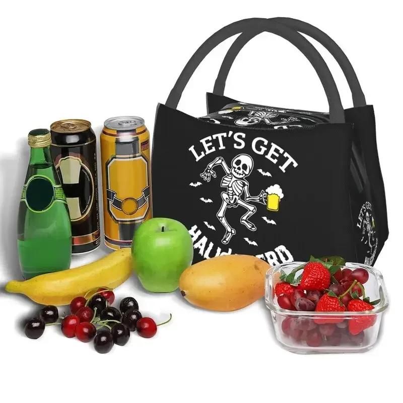 

Halloween Lets Get Halloweird Skeleton Resuable Lunch BoxesCooler Thermal Food Insulated Lunch Bag Travel Work Pinic Container