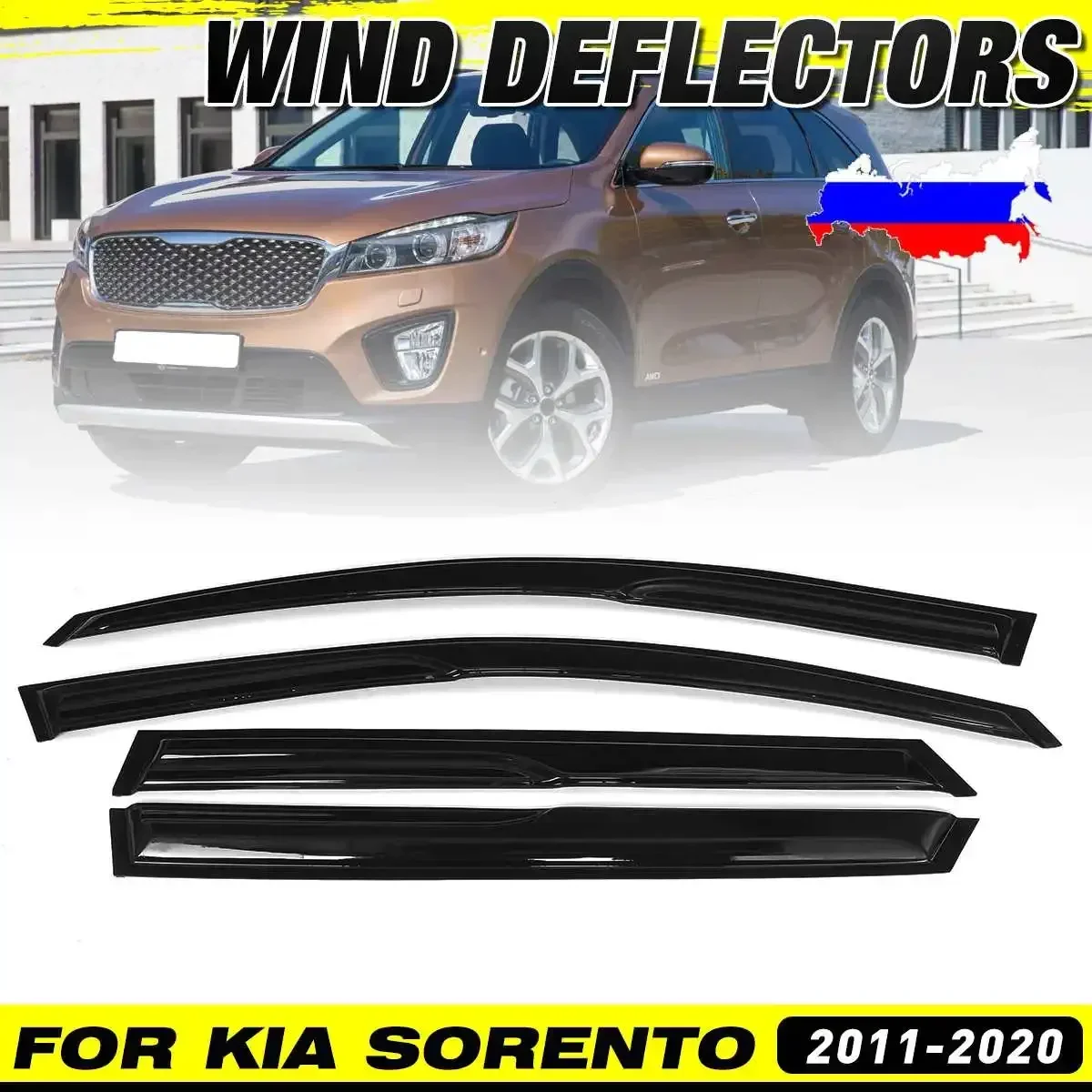 4PCS Car Window Wind Deflectors Tinted For Kia Sorento 2011-2015 2015-2020 Window Visor Weathershield Sun Rain Deflectors Guards