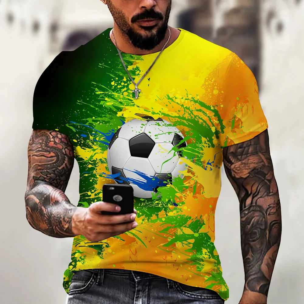 T-shirts for Men Oversized Tee 2022 Football 3D Print Fashion Unisex T Shirt Harajuku Summer Short Sleeve Children\'s Size Tops