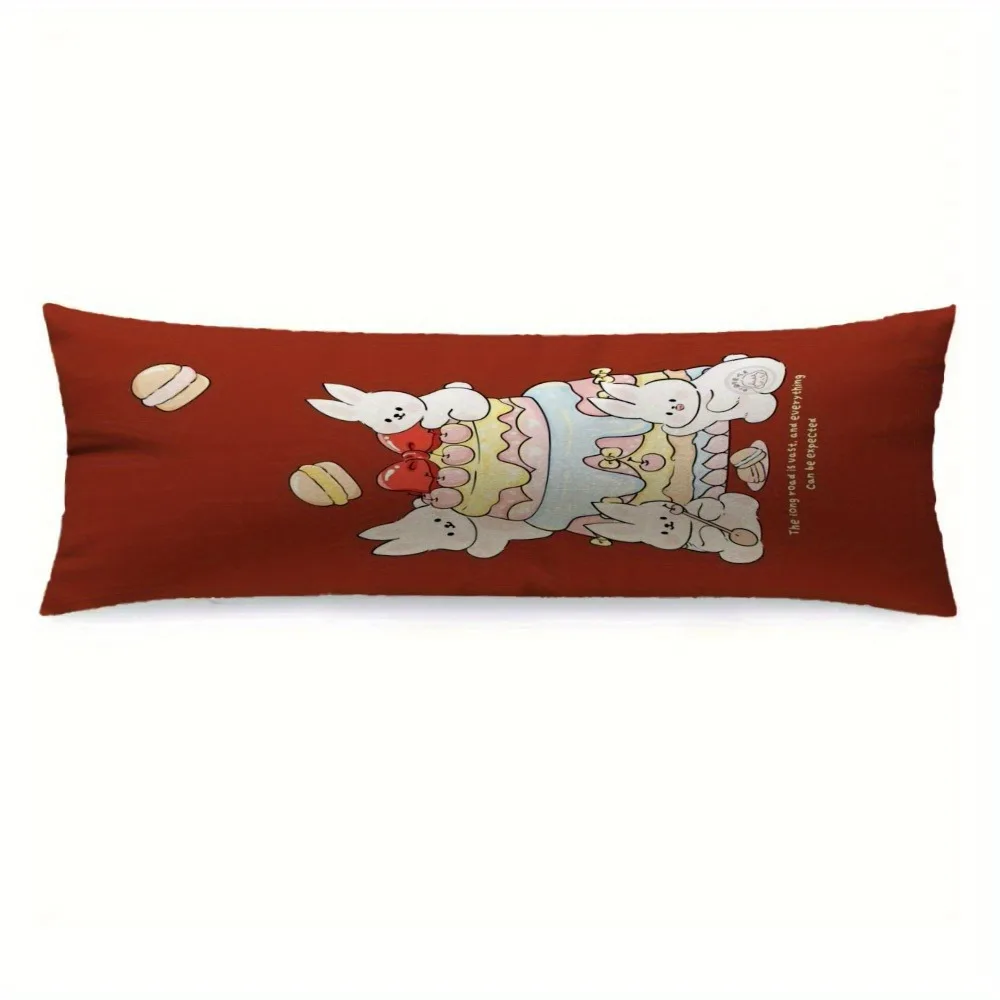 A Super Soft Rabbit Long Pillowcase with a Cake Pattern - Pillow Insert Not Included, Measuring 20*54 Inches / 50×137 Cm - Featu