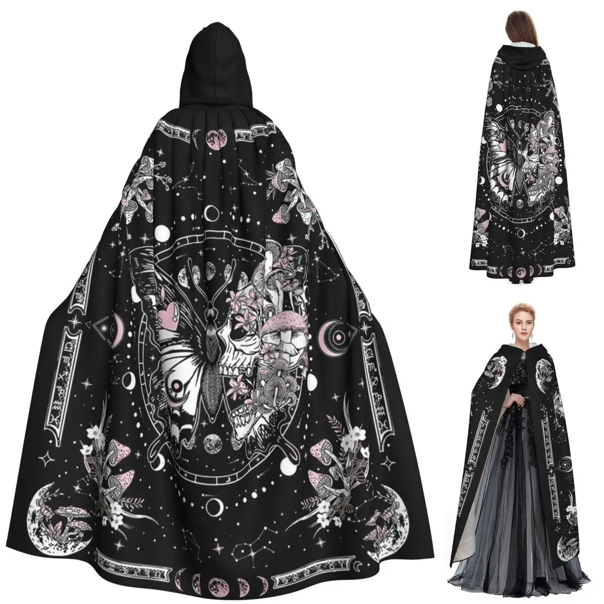 

Длинный плащ с капюшоном от моли, средневековый костюм ведьмы, накидка для косплея, пальто на Хэллоуин для взрослых, унисекс