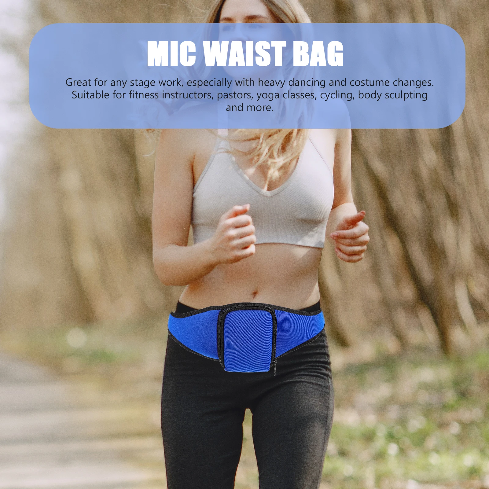 

Waist Bag Fanny Pack Fitness Gym Belt Sports Pouch for Mic Polyester with Anti Dropping Strap