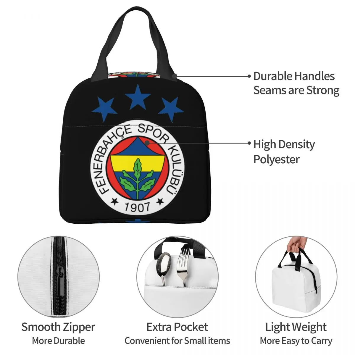 ANNLIN men's Fenerbahce Lunch Bag isolamento Bento Pack foglio di alluminio sacchetto di riso pacchetto pasto Ice Pack Bento Handbag