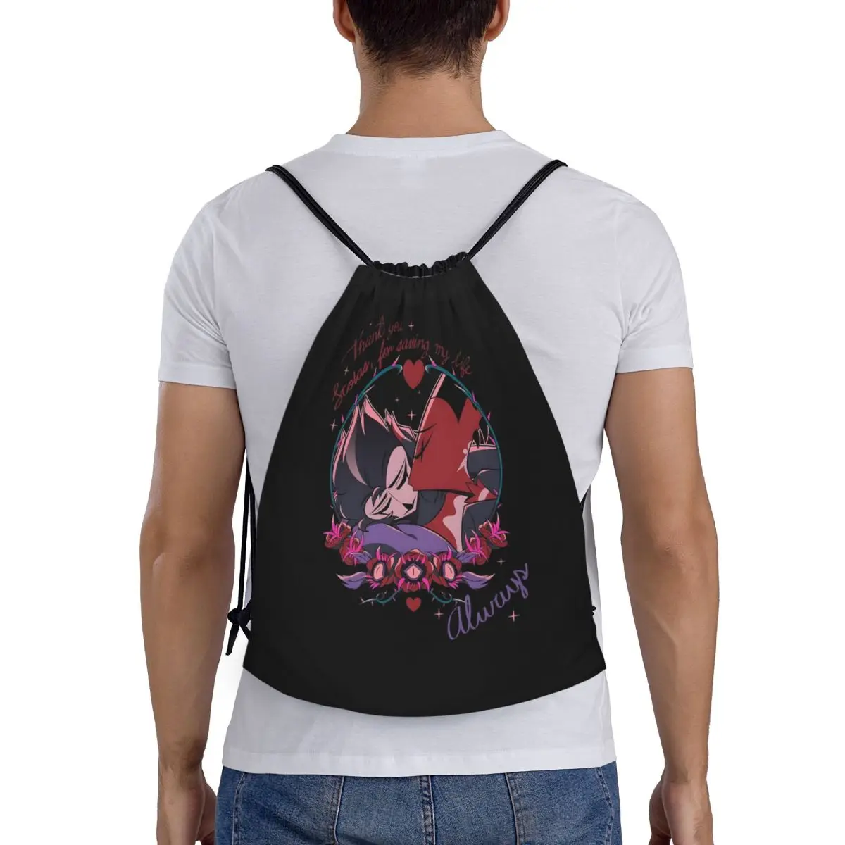 

Always Helluva Boss Backpacks Fashion Drawstring Bags Sundries Bag Book Bags for Man Woman Students