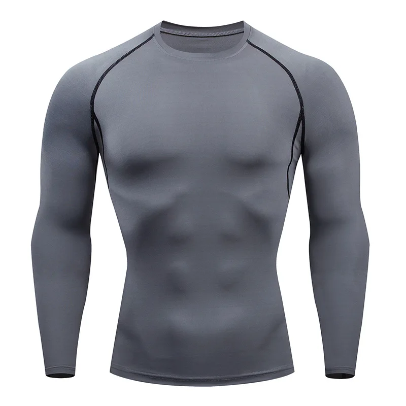 Men Running T-shirt Compression Long Sleeves Sport Tees Top Gym Fitness Sweatshirt Men Jogging Tracksuit Athletic Shirt Clothing